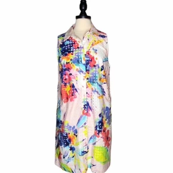 Trina Turk Watercolor Button Down Dress - Picture 2 of 3